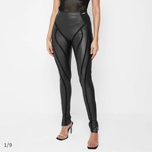 *NEW WITH TAGS* Maniere De Voir Black Vegan Leather Contour Leggings